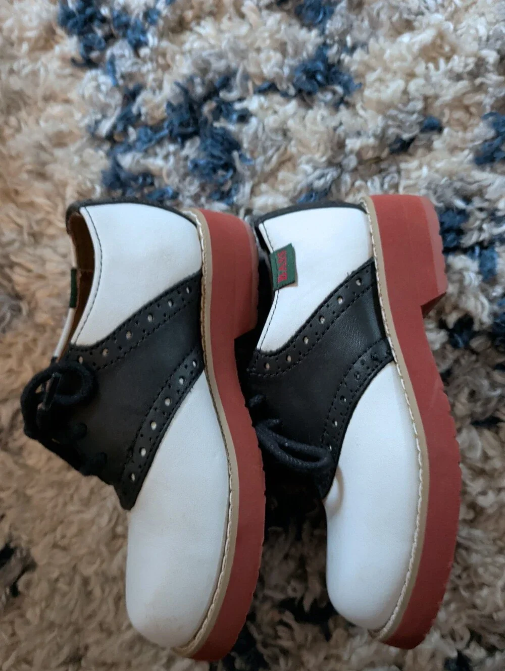 Vintage Leather Bass Kids White and Black Saddle Oxfords